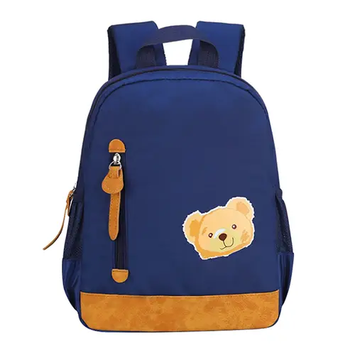 Cute Children's Backpack with Faux Leather Accents and Customizable Logo